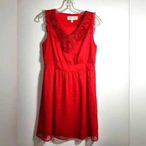 Criss Cross red crepe mini dress   women's S  #2293
